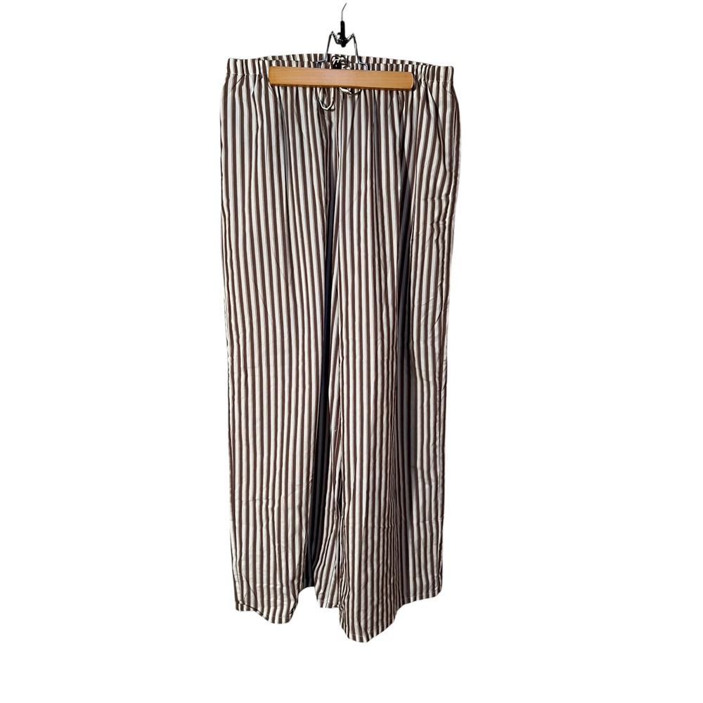 Christian Lacroix Women's Size Large Wide Leg Pants Casual Tie Waist Brown White